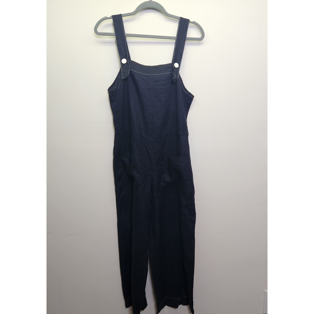 Nice Martin NWT Women's Billie Jumpsuit Overalls Lrg 100% Linen Cropped Pockets